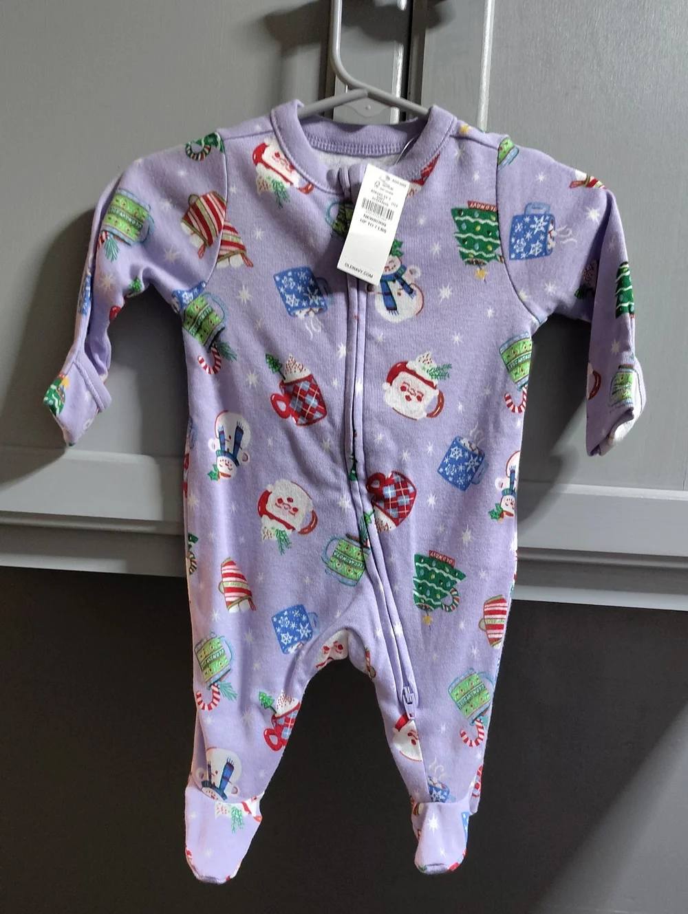 Old Navy Lavender Holiday Print Baby Footed One-Piece